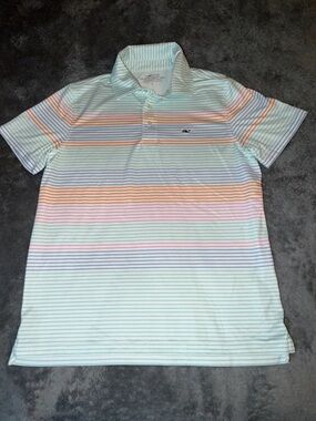 Vineyard Vines Pastel Multi-Stripe Polo - Mint, Peach, Light Blue